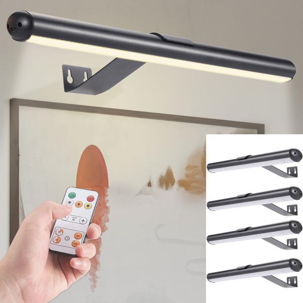 4er-Set Elegante Wand- und Bildleuchte mit Fernbedienung & Touch Schalter, USB- & Akkubetrieb, dimmbar: Eine flexible LED-Lampe für Kunst & Ambiente