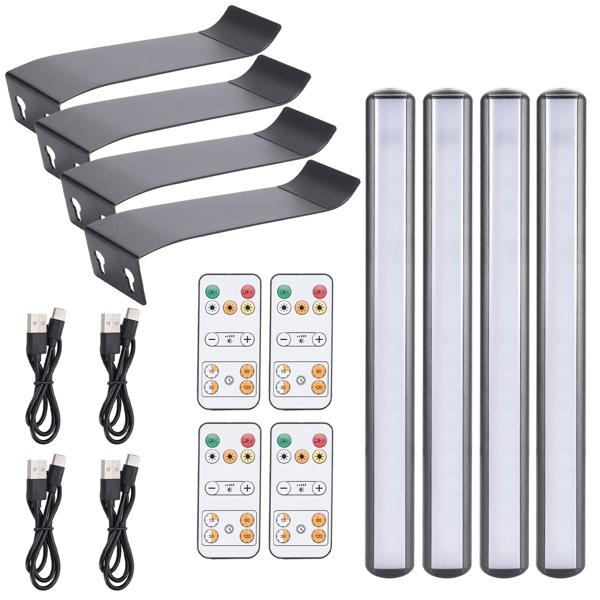 4er-Set Elegante Wand- und Bildleuchte mit Fernbedienung & Touch Schalter, USB- & Akkubetrieb, dimmbar: Eine flexible LED-Lampe für Kunst & Ambiente