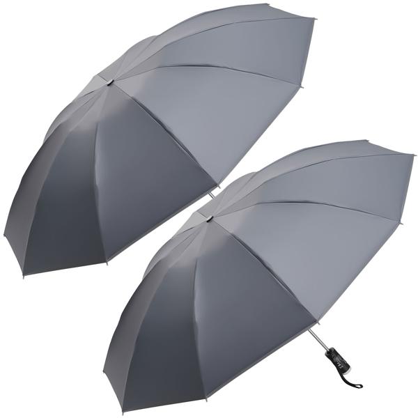 2er-Set Faltbarer Regenschirm mit LED-Taschenlampe, Ø105 cm, anthrazit: Ein perfekter Allwetter-Begleiter für Dunkelheit & Regenschauer