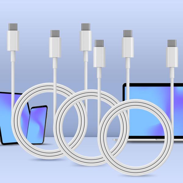 3er-Set USB-C Ladekabel, weiss, 1,5 m: Schnellladen für Handy, Tablet & Laptop, Robust, flexibel & zuverlässig für Samsung, Xiaomi, iPad uvm.
