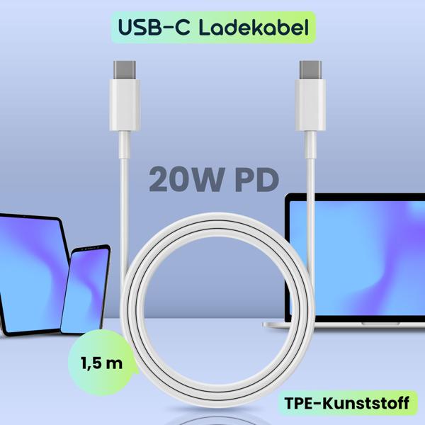 3er-Set USB-C Ladekabel, weiss, 1,5 m: Schnellladen für Handy, Tablet & Laptop, Robust, flexibel & zuverlässig für Samsung, Xiaomi, iPad uvm.