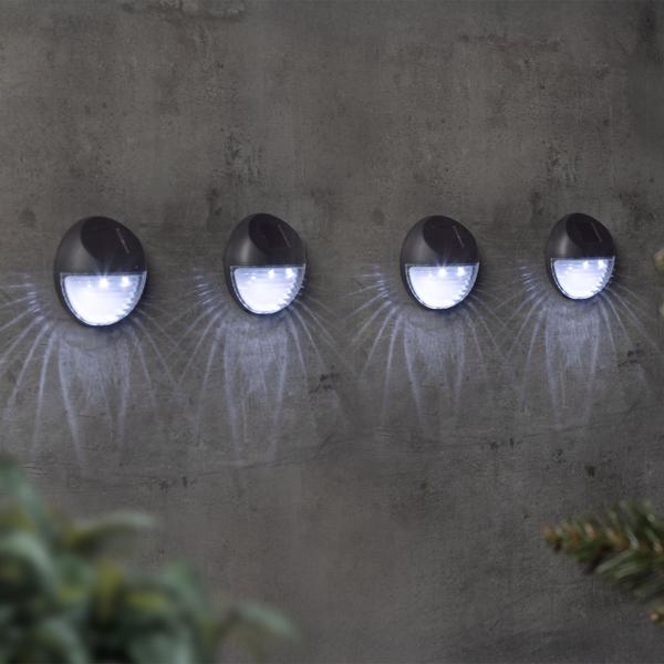 8er-Set Kompakte Solar LED Wandleuchte & Zaunleuchte: Stilvolle Aussenbeleuchtung für Treppen & Wege, energiesparend, wetterfest