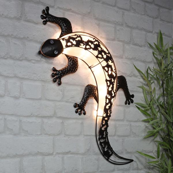 Charmante LED Solar Gecko Wandleuchte: Dekoratives Licht für Garten, Terrasse & Balkon, warmweiss & einfache Montage ohne Kabel