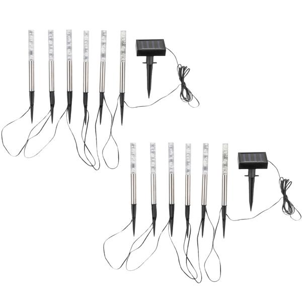 2er-Set Solar LED Leuchtstäbe Bubbles: Farbwechsel Gartenleuchten mit Erdspiess – Ein magisches Lichtspiel für Balkon, Terrasse & Garten