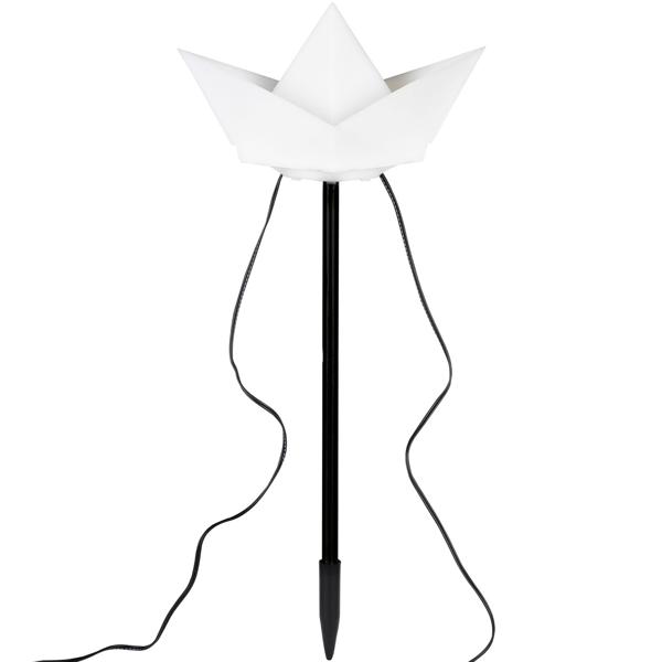 2er-Set Solar-Dekoleuchten 3 Papierschiffe (weiss): 28,5cm Höhe, inkl. Erdspiess – dekorative Solarlampen in Bootsform für stimmungsvolle Beleuchtung