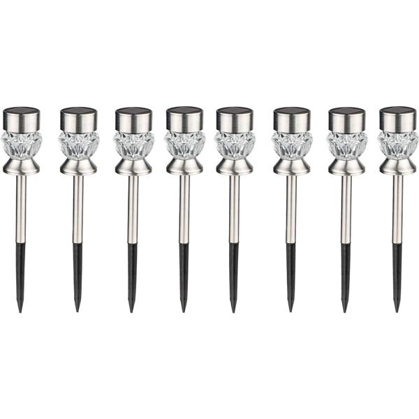 Dekorative Solar Gartenleuchten Stecker (RGB & Warmweiss, Ø7x36cm), 4er-Set: Beleuchtung für Beet & Rasen, farbige Akzente & gemütliches Weisslicht