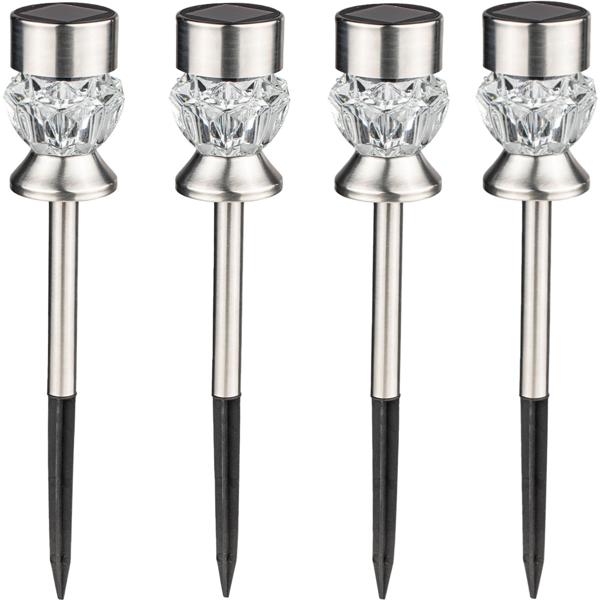 Dekorative Solar Gartenleuchten Stecker (RGB & Warmweiss, Ø7x36cm), 4er-Set: Beleuchtung für Beet & Rasen, farbige Akzente & gemütliches Weisslicht