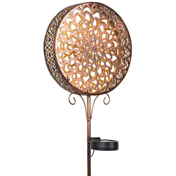 Dekorative Solarblume Gartenstecker im edlen Rost Design (Höhe 98 cm): Sanftes Licht für Garten, Balkon & Terrasse, einfach zu platzieren & ein zauberhaftes Highlight