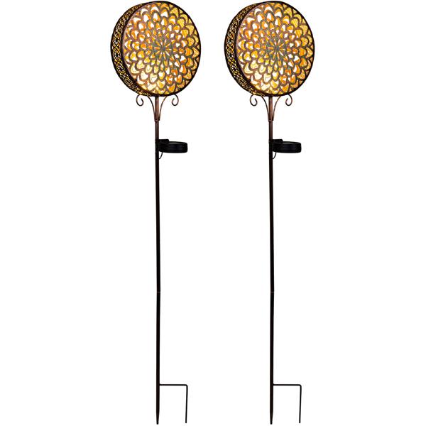 2er-Set Dekorative Solarblume Gartenstecker im edlen Rost Design (Höhe 98 cm): Sanftes Licht für Garten, Balkon & Terrasse, einfach zu platzieren & ein zauberhaftes Highlight