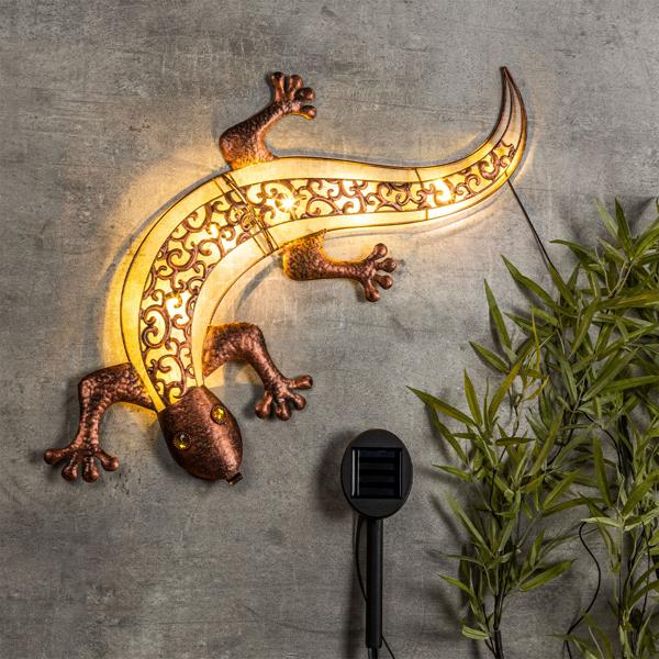 Dekorative Solar Wandlampe Gecko: Romantische Aussenbeleuchtung, kabellos & sorgt für eine gemütliche Atmosphäre im Freien
