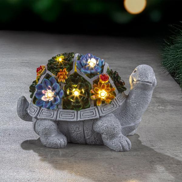 Charmante LED Solar Gartenleuchte Schildkröte (26 x 14,8 x 17cm): Stimmungsvolle Dekoration, einfach zu platzieren für Garten, Balkon & Terrasse