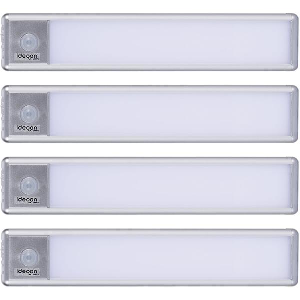 4er-Set Flache Akku LED-Lichtleiste, 20,5cm mit Bewegungssensor: Kabellos, hell & energiesparend – Perfekt für Schrank, Flur & Küche
