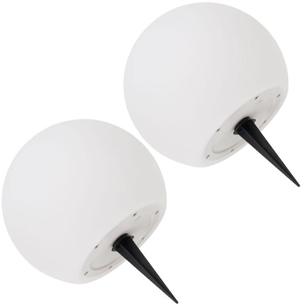 2er-Set Solar-LED-Leuchtkugel, Ø 30cm, RGBW mit Fernbedienung, 60 Lu, IP67. Farbwechsel-Lichtkugel für Garten & Terrasse, wetterfest & kabellos