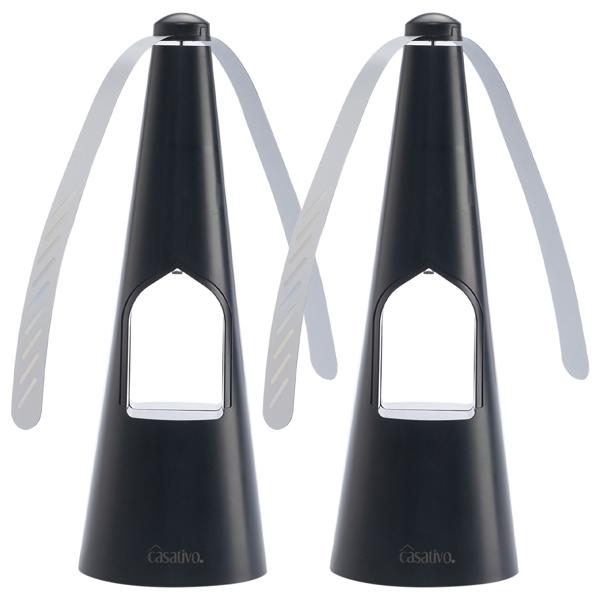 2er-Set 2-Flügel Insektenwedler mit LED-Beleuchtung, Batterie & USB: Sanfte, effektive Fliegenabwehr für Tisch & unterwegs, flexibel beim Essen & Outdoor