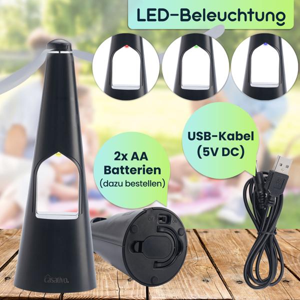 4er-Set 2-Flügel Insektenwedler mit LED-Beleuchtung, Batterie & USB: Sanfte, effektive Fliegenabwehr für Tisch & unterwegs, flexibel beim Essen & Outdoor