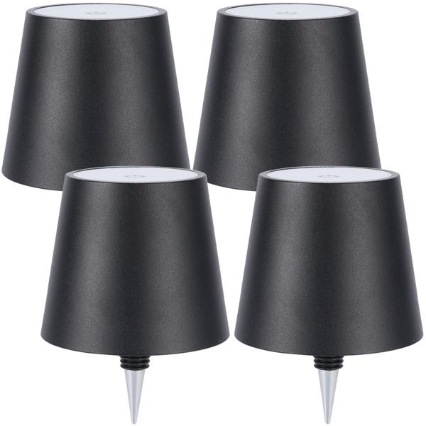 4er-Set Edle Akku Flaschenlampe Schwarz: Dimmbar, 3 Lichtfarben: Verwandelt Flaschen in stimmungsvolle Leuchten