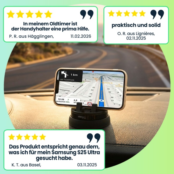 2er-Set Premium Auto Smartphone Halterung 360°, drehbar. Beste Qualität und Stabilität für jede Fahrt – Einfache Anwendung & super Halt