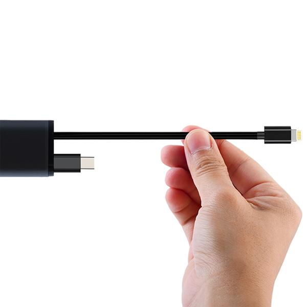 4in1 KFZ-Ladegerät 69W - PD 3.0 Schnellladen - Aufrollbares USB-C & Lightning Kabel 80cm - 2 Zusatz-Ports - 12V-24V Aluminium-Gehäuse