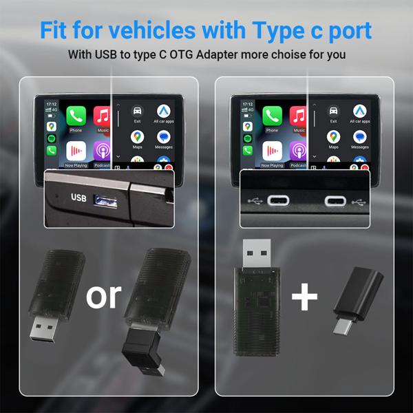 USB-Dongle für Car Play & Android Auto: Drahtlose Verbindung & sichere Navigation – Nahtlose Smartphone-Integration, Musik & Freisprechen im Fahrzeug