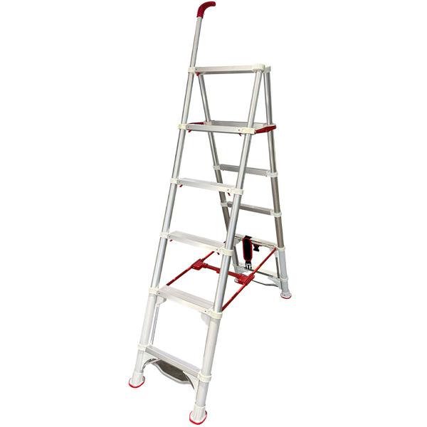 Robuste 6-stufige Teleskop-Doppeltrittleiter: Eine stabile Stehleiter klappbar für Profis & Heimwerker