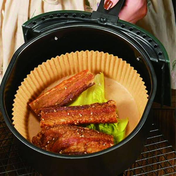 Ölbeständige Backpapier-Einlagen für Heissluftfritteusen, 100 Stück, Ø 16 cm, antihaft, hitzebeständig & passgenau, für sauberes & einfaches Frittieren