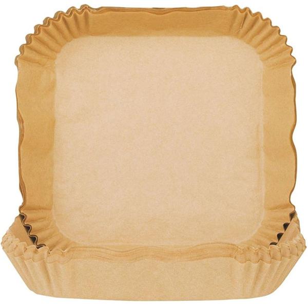 Ölbeständige Backpapier-Einlagen für Heissluftfritteusen, 100 Stück, 16x16 cm, antihaft, hitzebeständig & passgenau, für sauberes & einfaches Frittieren