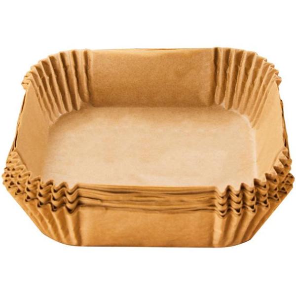 Ölbeständige Backpapier-Einlagen für Heissluftfritteusen, 100 Stück, 16x16 cm, antihaft, hitzebeständig & passgenau, für sauberes & einfaches Frittieren