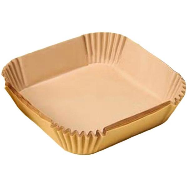 Ölbeständige Backpapier-Einlagen für Heissluftfritteusen, 100 Stück, 16x16 cm, antihaft, hitzebeständig & passgenau, für sauberes & einfaches Frittieren