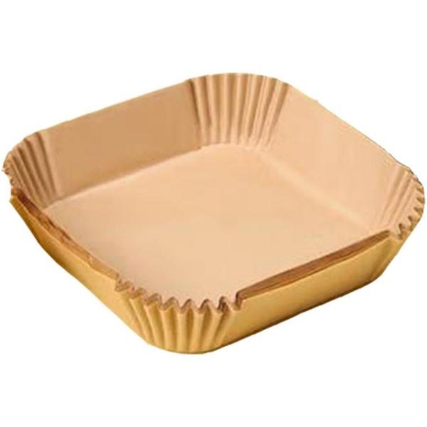 Ölbeständige Backpapier-Einlagen für Heissluftfritteusen, 100 Stück, 20x20 cm, antihaft, hitzebeständig & passgenau, für sauberes & einfaches Frittieren