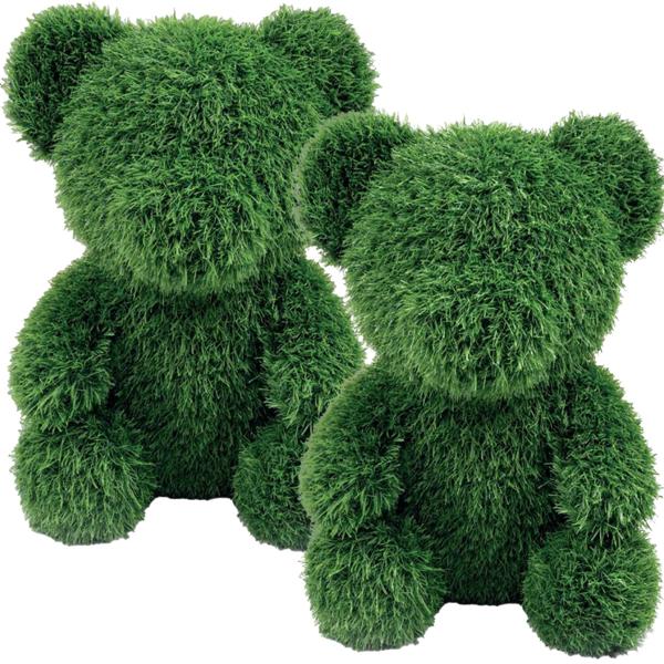 2er-Set Gras-Figur Deko Bär 32cm: Kunstgras-Tierfigur für Garten & Balkon –pflegeleicht & immergrün – Schafft verspielte Akzente & gute Laune