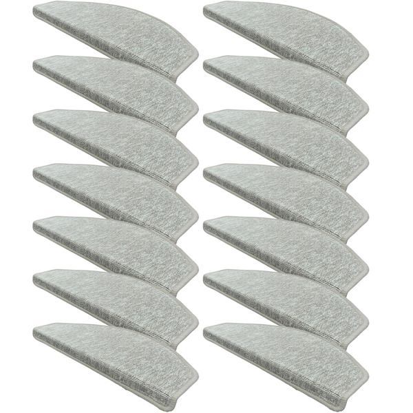 Treppenstufen Matten, 14 Stück, halbrund, grau: : Rutschfest, robust & schallhemmend - Mehr Sicherheit & Eleganz für Ihre Treppe