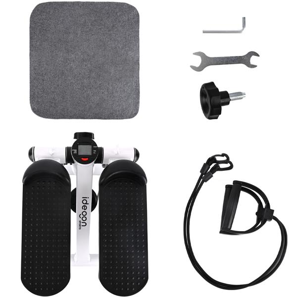 Kompakter Mini Stepper mit Trainingscomputer und Widerstandsbändern, max. 100 kg - Ideal für Home Workout und Fitness