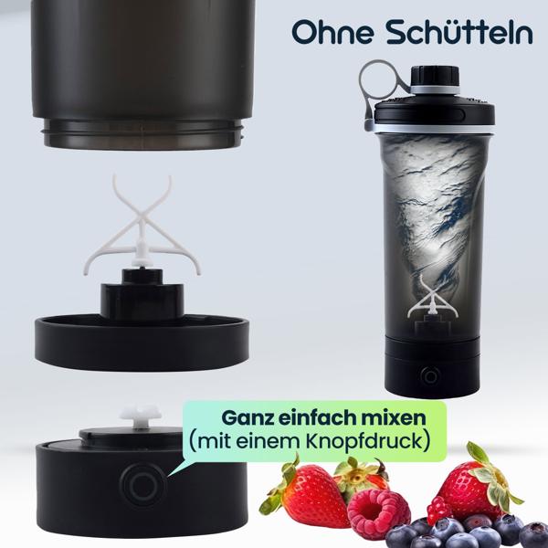 Leistungsstarker Akku-Shaker für Proteinshakes & Smoothies - Tragbar, elektrisch, USB-C aufladbar, klumpenfrei mixen - Ideal für Sport und Fitness 