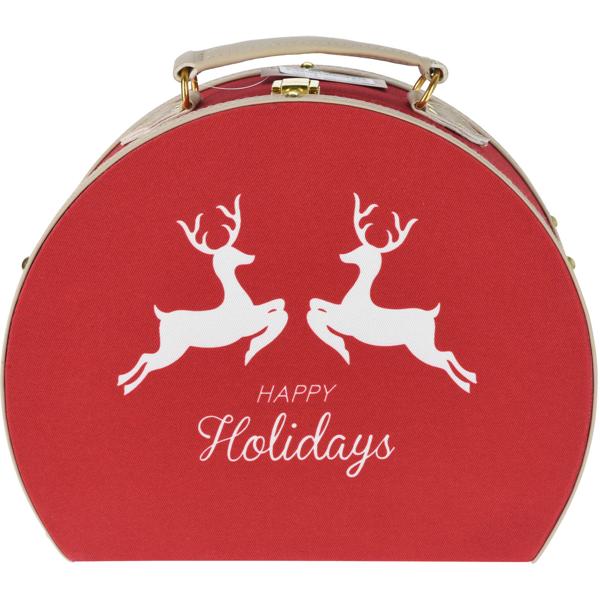 Zauberhaftes Weihnachtskoffer 2er-Set Rentier Motiv - Perfekt als stabiler Geschenkkoffer, Weihnachts-Deko oder zur Aufbewahrung