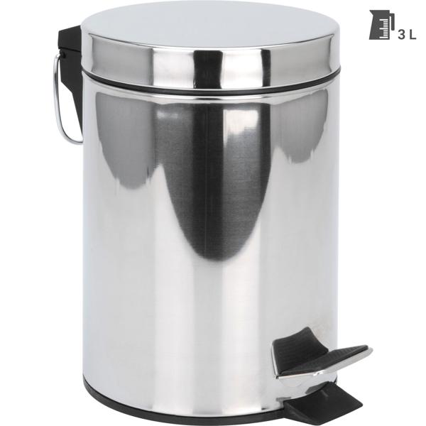 Kompakter Edelstahl Kosmetikeimer 3L mit Fusspedal: Hygienische & komfortable Abfallentsorgung im Bad & WC