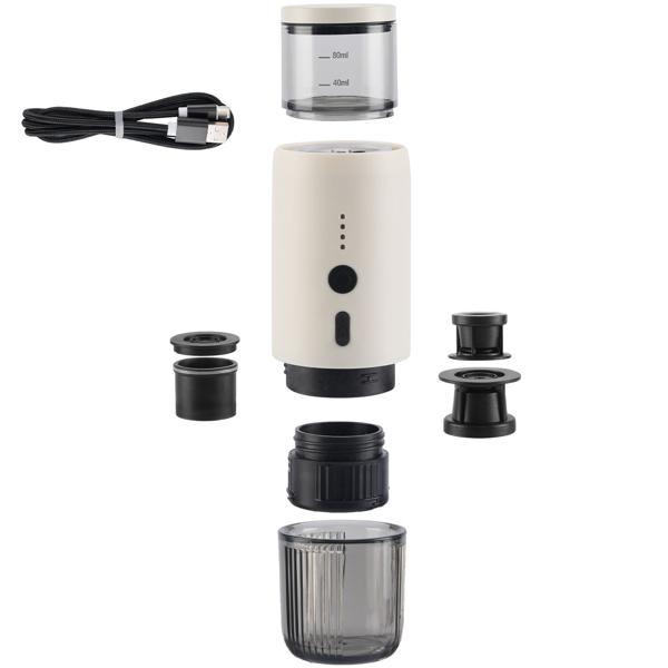 Tragbare Espressomaschine für Kapsel & Pulver, 15 bar, weiss: Perfekter Espresso unterwegs, kompakt & einfach zu bedienen, für Reisen, Camping & Büro