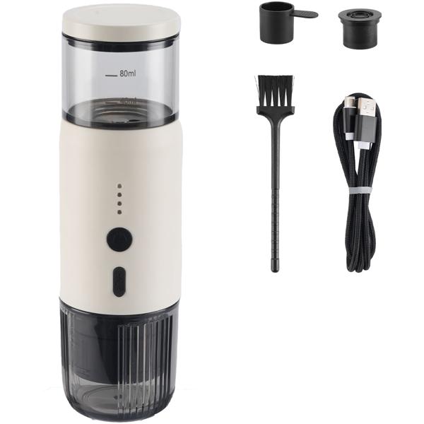 Tragbare Espressomaschine für Kapsel & Pulver, 15 bar, weiss: Perfekter Espresso unterwegs, kompakt & einfach zu bedienen, für Reisen, Camping & Büro