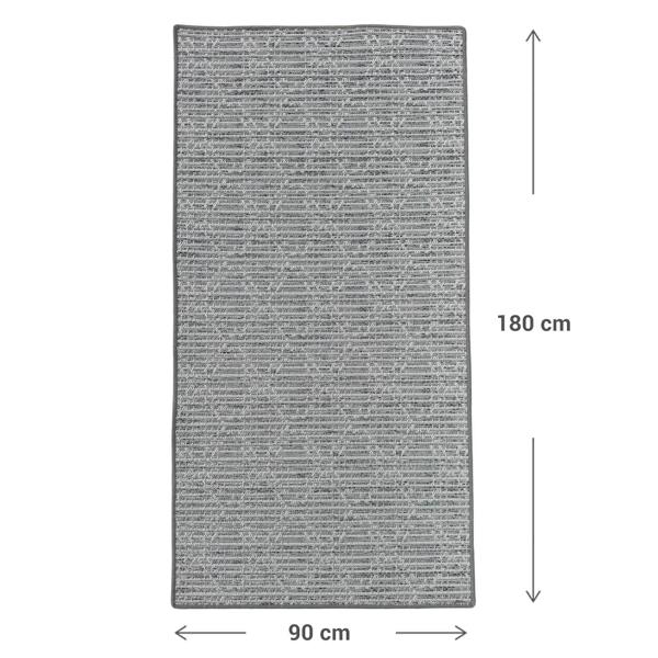 Outdoorteppich Rautenmuster gross 90 x 180 cm in Grau - Moderner Aussenteppich, wetterfest & pflegeleicht - Perfekt für Balkon & Terrasse