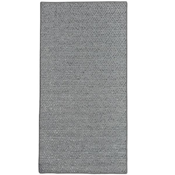 Outdoorteppich Rautenmuster klein 90 x 180 cm in Grau - Moderner Aussenteppich, wetterfest & pflegeleicht - Perfekt für Balkon & Terrasse