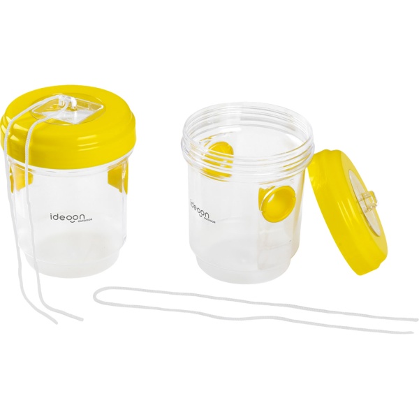 Wespenfalle & Fliegenfalle 8er-Set zum Aufhängen oder Hinstellen, Giftfreie Insektenfalle Gelb, Wiederbefüllbar & Effektiv für Garten und Balkon