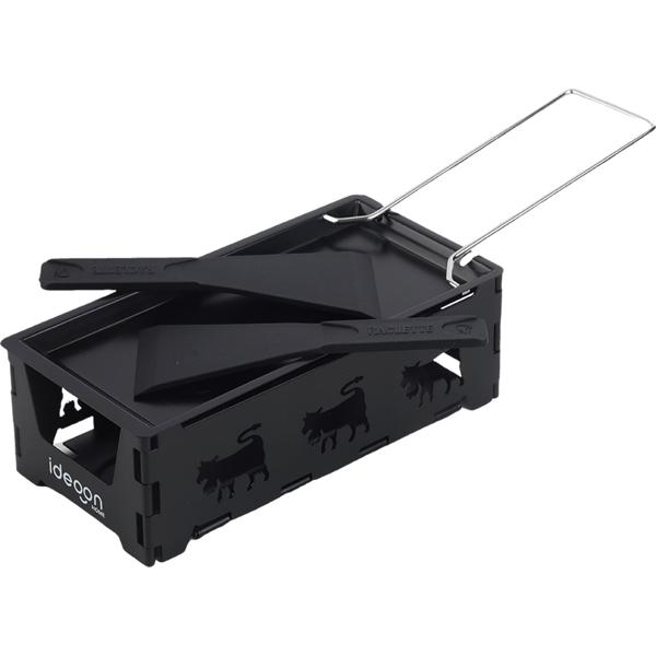 3er-Set Faltbares Raclette-Teelicht für 1-2 Personen, Raclette Set ohne Strom inkl. Teelichtern und Schaber, Metall mit originell ausgestanzten Kühen, antihaftbeschichtet