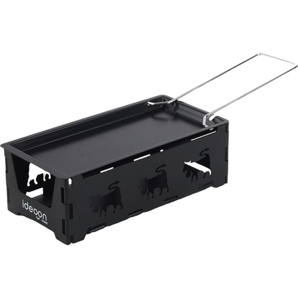 3er-Set Faltbares Raclette-Teelicht für 1-2 Personen, Raclette Set ohne Strom inkl. Teelichtern und Schaber, Metall mit originell ausgestanzten Kühen, antihaftbeschichtet