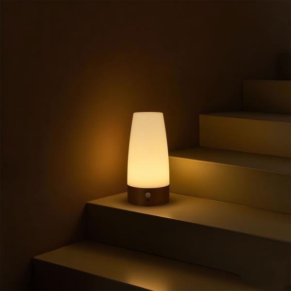2er-Set Elegante LED-Tischlampe mit Bewegungsmelder – Kabellose Flurleuchte mit warmweissem Licht – Ideal als Nachtlicht im Schlafzimmer