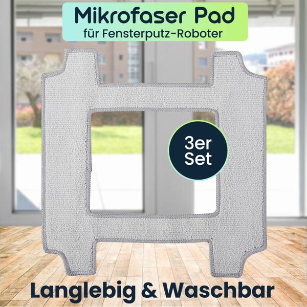 3er-Set Mikrofaser-Reinigungs- und -Polier-Pad für Fensterputz-Roboter CH10859 - Ersatzpads für streifenfreie Ergebnisse