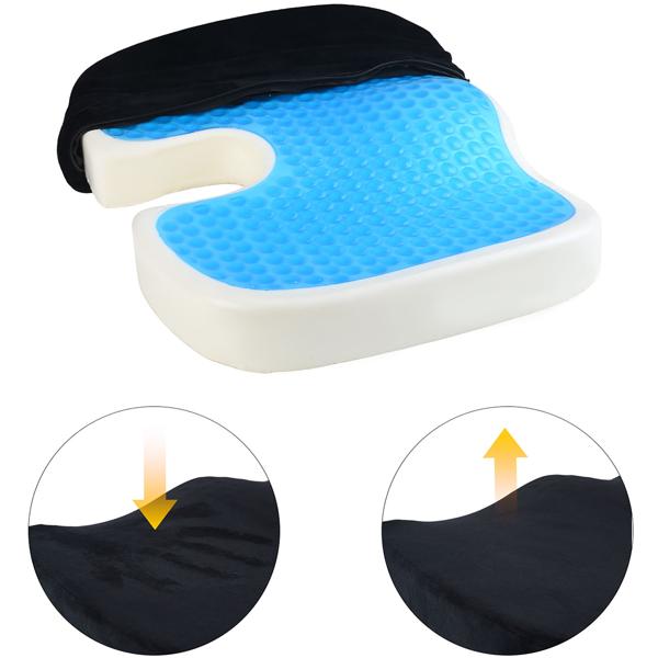 Komfortables Memory-Foam-Sitzkissen mit Kühlgel & Anti-Rutsch-Beschichtung, 44 x 35 x 8 cm - für lange Fahrten & Arbeitstage im Home-Office oder Büro