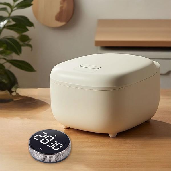 2er-Set Digitaler Küchen-Timer mit Drehrad - Praktische Eieruhr mit Magnet, lautem Alarm, Countdown-Funktion & grossem LCD-Display