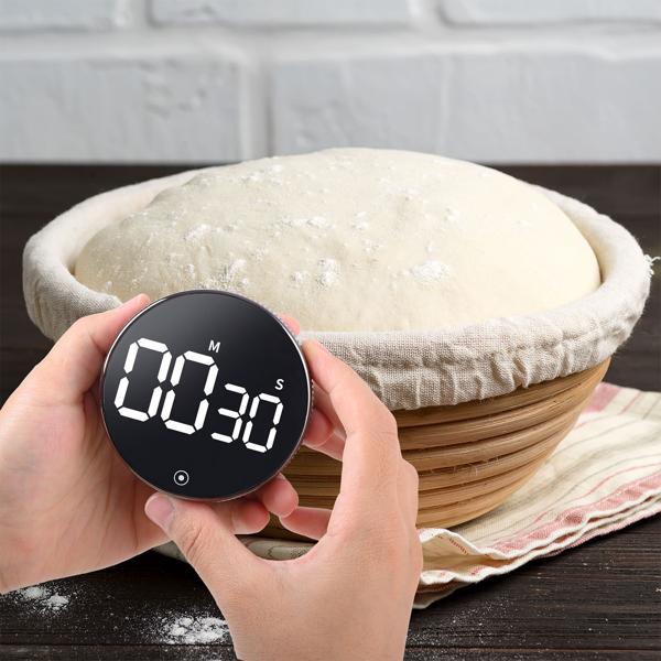 2er-Set Digitaler Küchen-Timer mit Drehrad - Praktische Eieruhr mit Magnet, lautem Alarm, Countdown-Funktion & grossem LCD-Display
