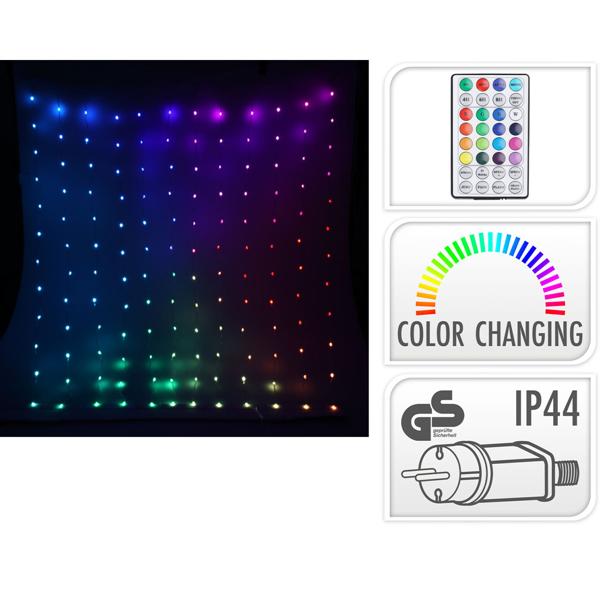 Mehrfarbiger RGB Lichtervorhang 144 LEDs mit Fernbedienung, ideal für Innen & Aussen - Stimmungsvolle Fenster Lichterkette für Partys & Deko
