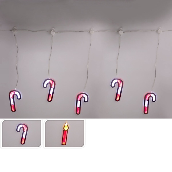 Zauberhafter LED Lichtervorhang Zuckerstange/Kerzen mit 3D Tiefeneffekt  für traumhafte Weihnachts-Deko, festliche Fenster- oder Wanddekoration