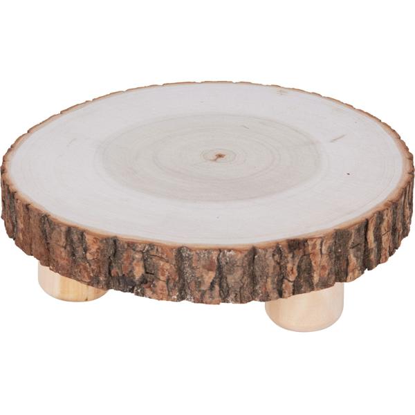 Baumstammscheibe mit Sockel aus Paulownia-Holz, 21 x 21 x 6 cm, nachhaltig - hochwertige Dekoration & Untersetzer